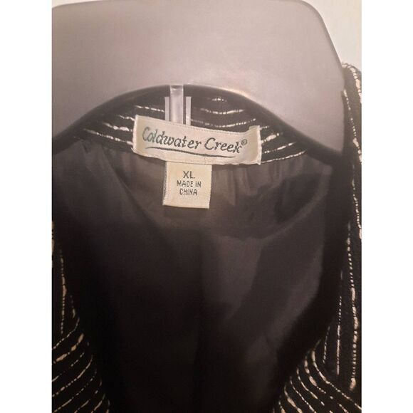 Coldwater Creek Black with White Pin Stripes Womens Blazer Jacket Size XL - Picture 2 of 3